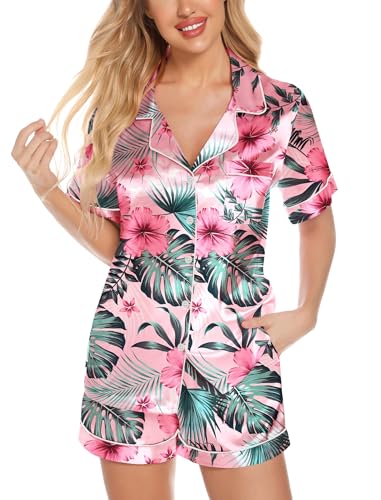 Leikar-Christmas-Pajamas-For-Women-Button-Down-Pajamas-Satin-PJ-Set-Soft-Sleepwear