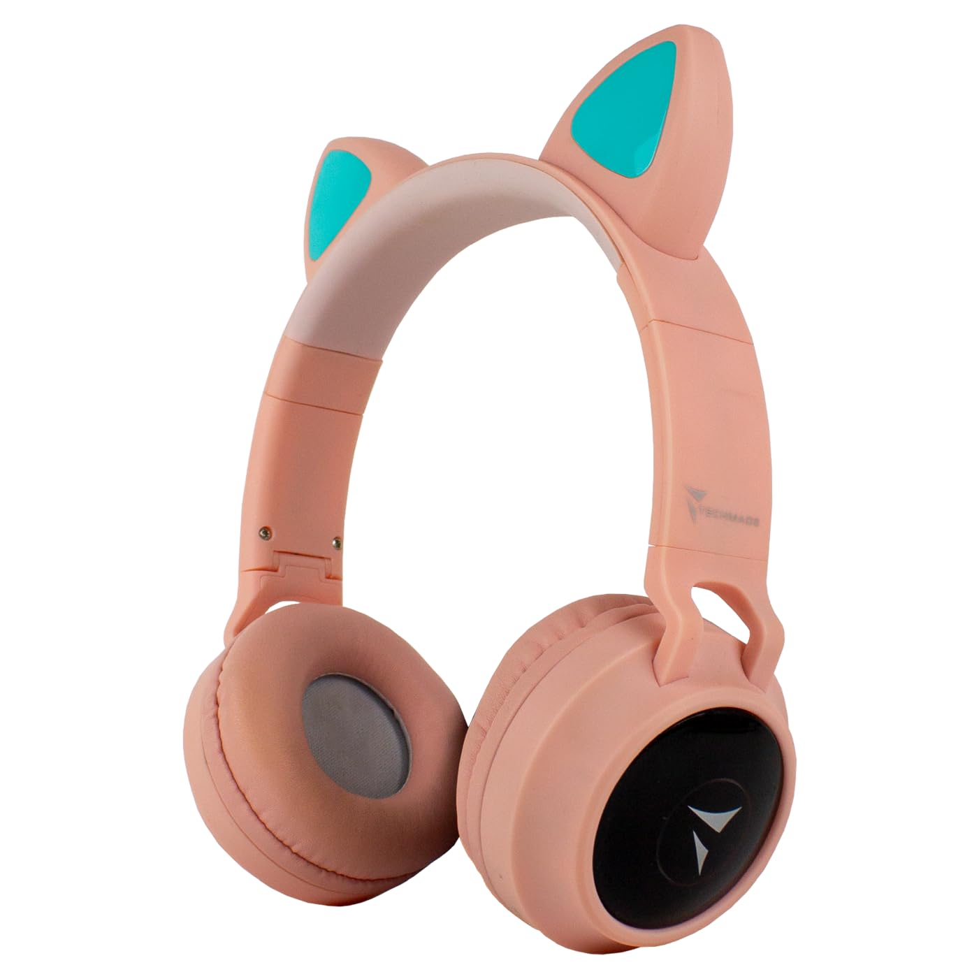 TECHMADE Cat Ears Bluetooth Headphones, Cat Ear Headphones LED Headphones with Microphone for IOS/Android/PC/Laptop/Tablet(Pink)