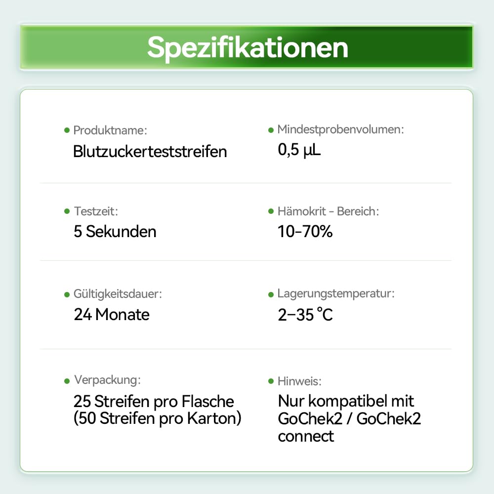 MicroTech Glukose-Teststreifen & Lanzetten, 180 Tage gültig, immun gegen Blutsauerstoff, nur für Gocheck2, 200 Stück