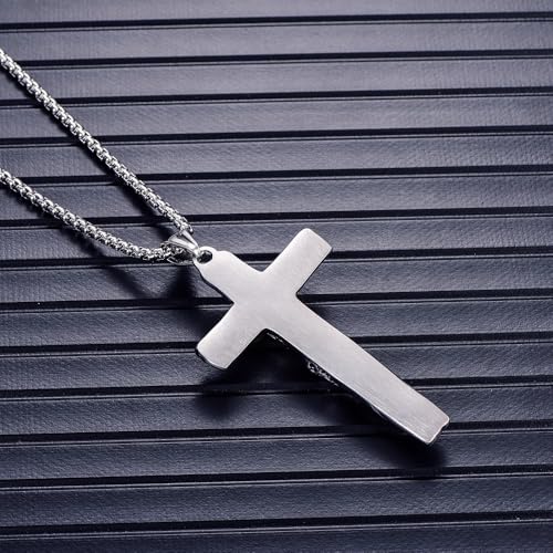 Cross Necklace for Men Titanium Steel Jesus Cross Necklace Lager Crucifix Pendant Christian Necklace Jewelry Gift for Men4