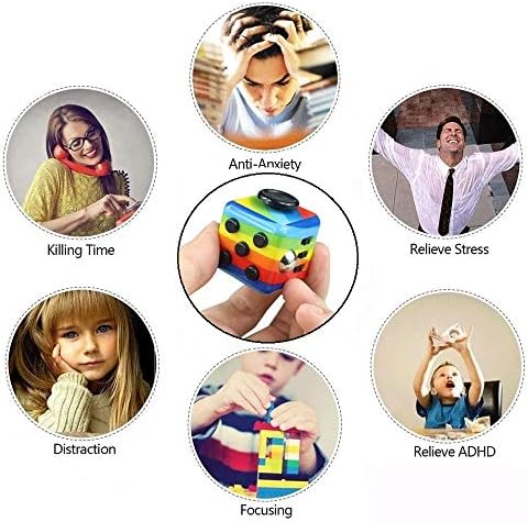 Yetech Rainbow Fidget Toy Fidget Cube with Click Ball Anti-Stress Toy 6 Sides Sensory Cube Stress Reliever for Gift Adults And Children