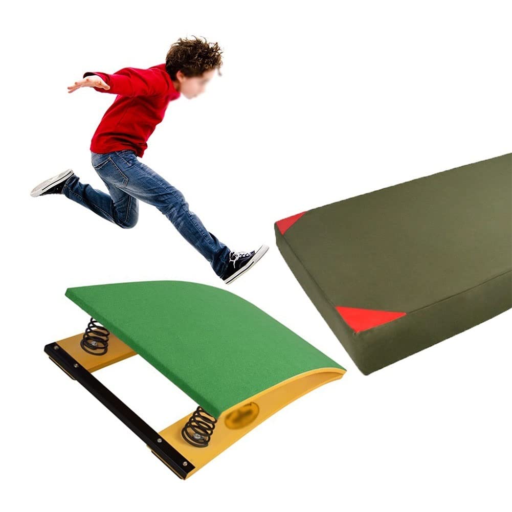 Gymnastics Junior Springboard, 2 Springs Small Springboard Cheap Vault Equipment, Curved Mini Trampoline for Beginning Gymnasts,