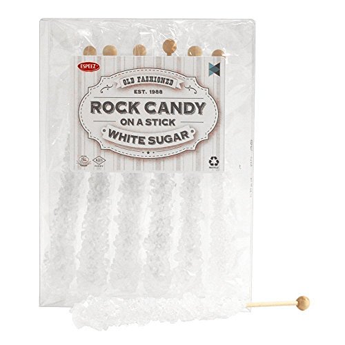 Extra Large Rock Candy Sticks: 6 White Rock Candy Sticks - Original - Individually Wrapped for Party Favors, Candy Buffet, Showers, Receptions, Old Fashioned Espeez Bulk Candy on a Stick