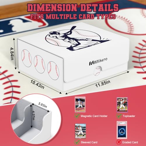 Image of Mlikero Baseball Card Storage Box, Trading Card Storage Box Oversized Fits Toploaders, Magnetic Closure Sports Card Case for Baseball Cards (Holds 500+ Toploaders)