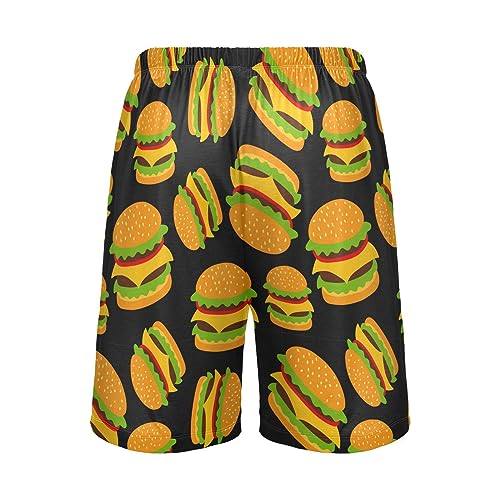 Pigsaly Pajama Shorts Cute Hamburger Men's Pajama Bottoms Fast Food Tomato Sleep Pajama Drawstring Shorts XL2
