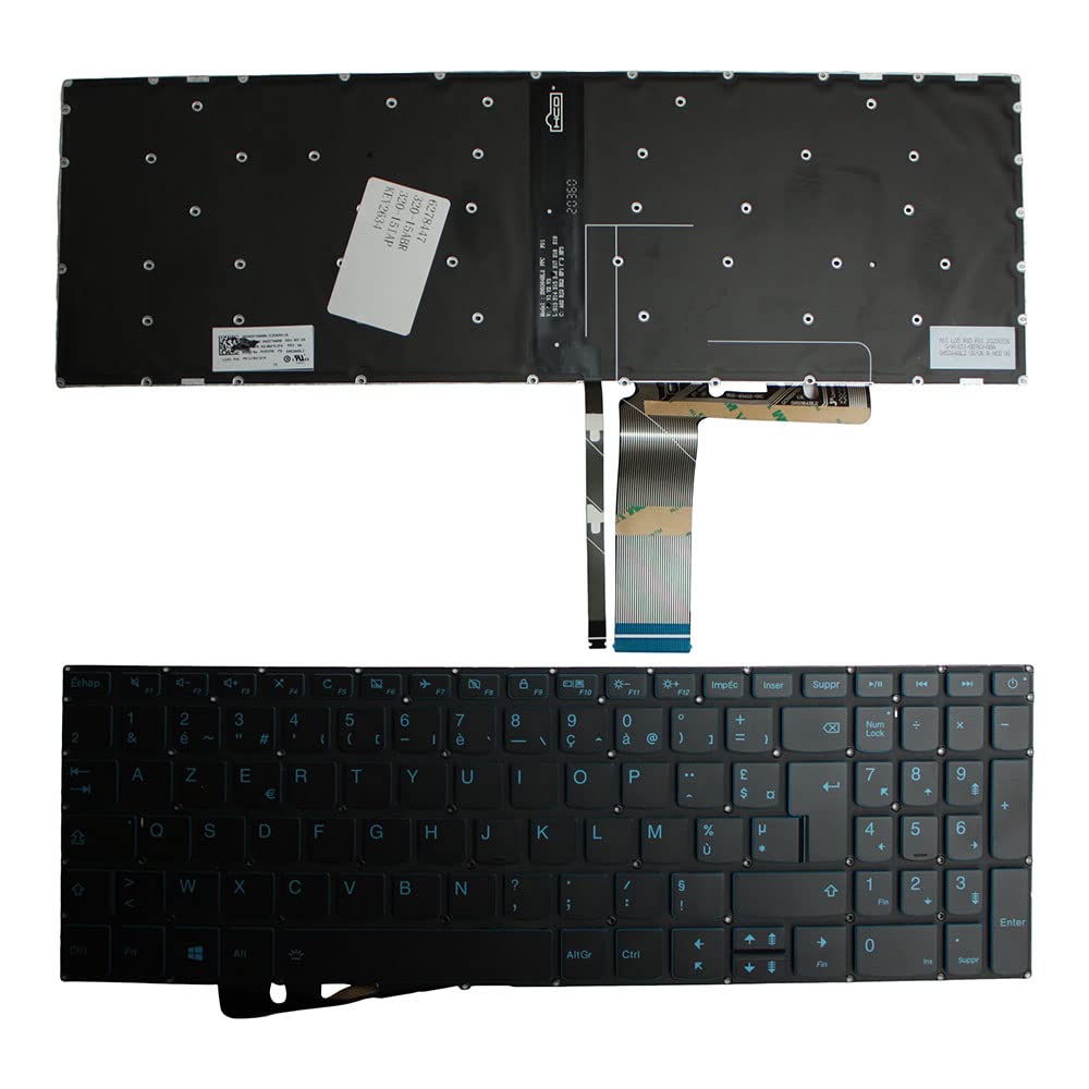 Clavier de remplacement français azerty noir rétro-éclairé Power4Laptops - 2