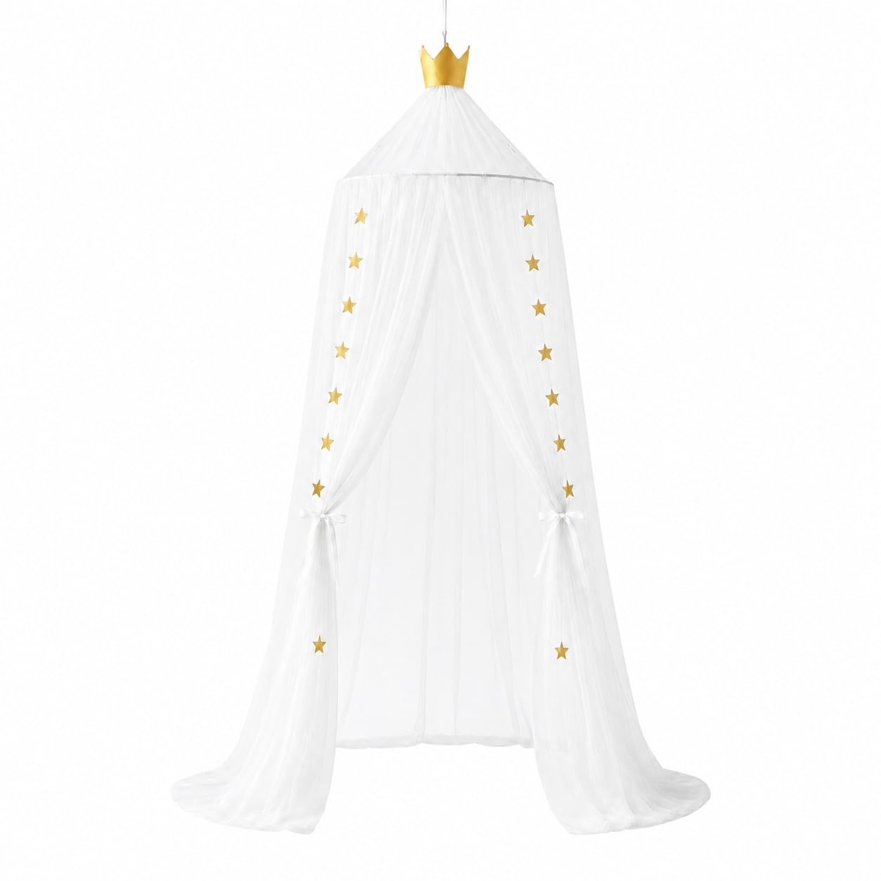 Bed Canopy for Girls - Soft, Washable and Easy to Install, Crib Canopy for Girls' Room with Star Decor, Princess Bed Canopy for Crib,Bed,Reading Nook, Snow White