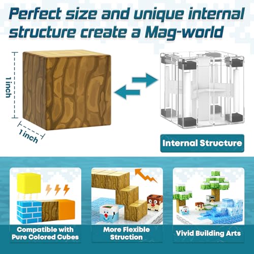 Image of Magnetic Blocks-Build Mine Magnet World Ice Edition, Magnetic Tiles Building Kids Toys for Girls Age 3 5 7 8 Princess STEM Sensory Kids Games Toddler Toys for 3+ Years Old Girls & Boys Birthday Gifts