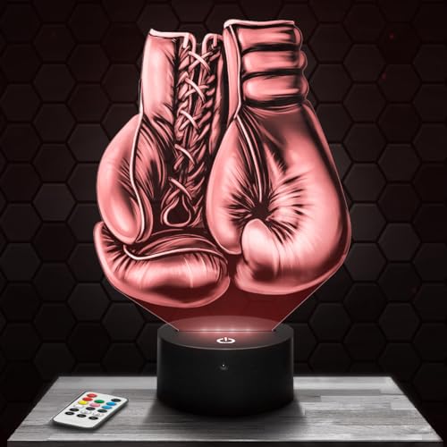 Lámpara de noche Guantes de Boxeo decoración Thai Francesa Inglesa. Idea de regalo para hombre objeto Guantes de Boxeo luz nocturna adulto decoración Cuarto.Regalo Navidad TOP