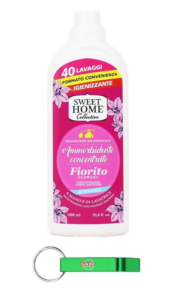 Sweet Home Ammorbidente Concentrato Fiorito, ammorbidente concentrato, 40 lavaggi, 1000 ml + portachiavi Beni Culinari