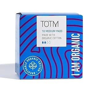 TOTM Organic Cotton Sanitary Pads with Triple-Layer Protection | Medium – Pack of 10 | Breathable Period Care with Secure Wings & Waterproof Backing | Sanitary Towels for Day & Night