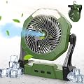 Ausic Portable Misting Camping Fan, 8" Outdoor Cooling Fan with LED Light, Water Spray, Hook, [Max 35H] Battery Operated Rechargeable Fan for Sports Sidelines, Patio, Beach, Tent, Travel