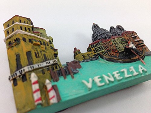 WitnyStore Tiny 2½" Venezia Venice Italy Magnet - Miniature Hand Made Resin 3D Europe Landmark Tourist Attractions Decorative Refrigerator Fridge Magnets Décor Collectible Traveler Souvenirs Gifts