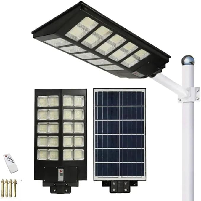 Lampione Solare LED 800W da Esterno con Telecomando e Sensore di Movimento – Impermeabile IP65, 672 LED Ultra Luminosi, Pannello Solare Alta Efficienza per Giardino o Cortile