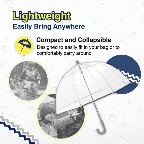The Weather Station Children's Rain Umbrella, Manual Fiberglass Folding Mini Umbrella, Windproof, Lightweight, And Packable For Travel, Full 18 Inch Arc, Clear (60G-Clear) #TOP4