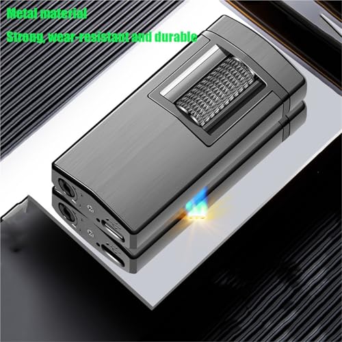 Mechero de metal recargable con luz LED y cámara de aire transparente 5