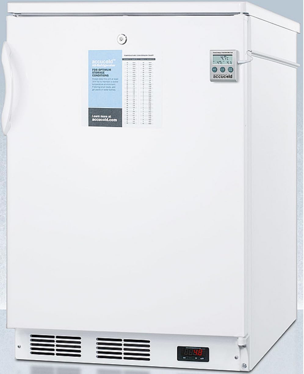 Accucold FF7LWPLUS2 24-Inch Wide All-Refrigerator - White; ADA Compliant; NIST Calibrated Temperature Display; Commercially Approved; RHD (Right-Hand Door Swing); CARB Compliant