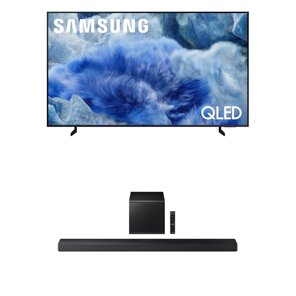 Samsung 85-Inch Class QLED Q8F 4K UHD Smart TV (2025 Model) Q4 AI Processor, 100% Color Volume with Quantum Dot, AirSlim Design + Samsung Q-Series Soundbar HW-QS700F 3.1.2 ch Subwoofer (2025 Model)