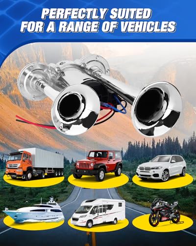 Loud Air Horn Kit for 12V Vehicles: Trucks, SUVs, Motorcycles, Boats, and More