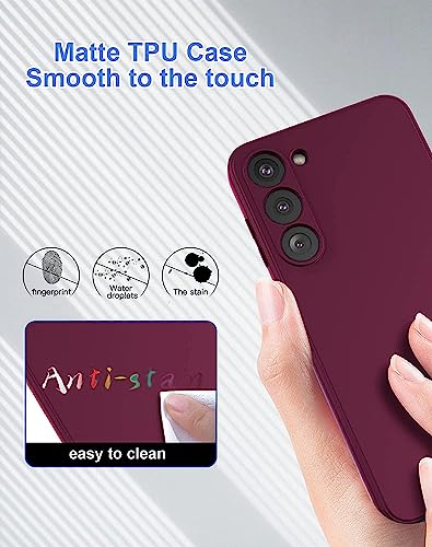 Image of DIZORO Microfiber Candy Case Compatible for Samsung A14 5G Smooth Touch Cushion Liquid Soft Silicone Gel Rubber Phone Cases Non-Slip Full Body Protective Shockproof Back Cover (Wine Red)