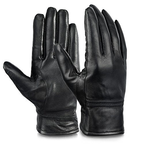Vbiger Womens Leather Gloves Winter Gloves Cold Weather Warm Mittens Black (L, Black) - //coolthings.us