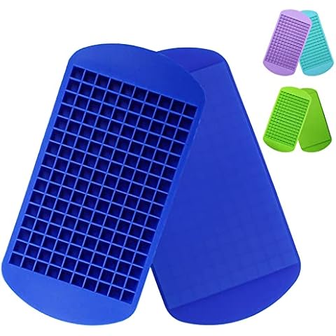 LeeYean Silicone Mini Ice Cube Trays 2 Pack, 160 Small Ice Cube Molds Easy Release Crushed Ice Cube for Chilling Whiskey Cocktail, BPA Free Flexible Stackable and Durable Soft Mold Storage Containers Cover