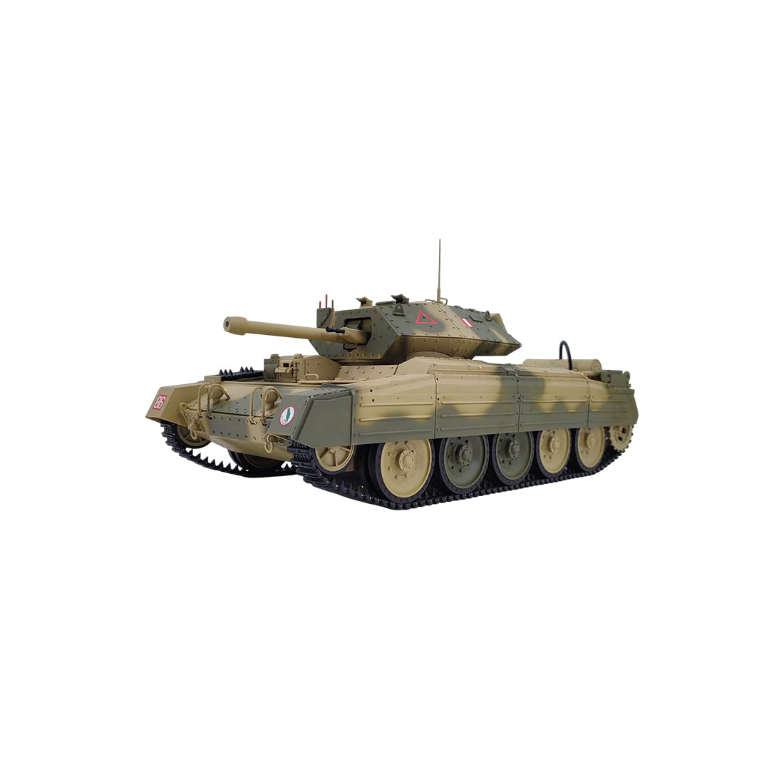 Quibuilds 1/16 British Crusader RC Tank, 2.4GHz Remote Control Armored Vehicle with Sound Lights, Smoke Generator, Recoil Simulation, Dual Speed Modes Tank for Outdoor, Gift for Adults (RTR Version)