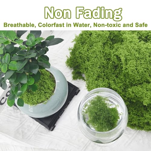 image for Potanro Faux Green Moss 5.3oz Artificial Fake Plant Moss for Potted Pl
