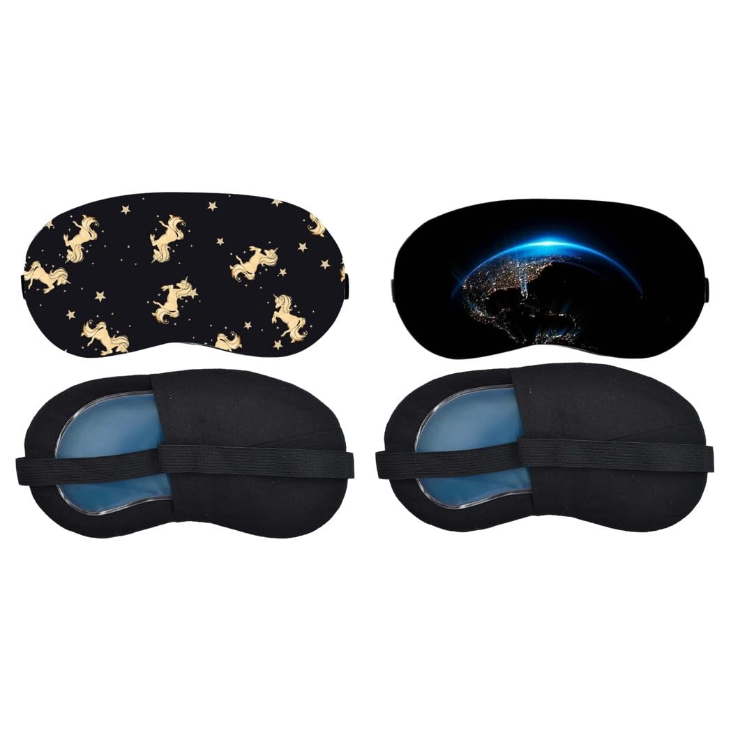 Aoxeria Golden Unicorn Constellation, Blue Earth Horizon Sleeping Mask Combo, Soft Comfortable Light-Blocking Eye Cover for Women, Men & Kids, Reusable Blindfold for Night Sleep, Nap (Pack of 2)-image-14