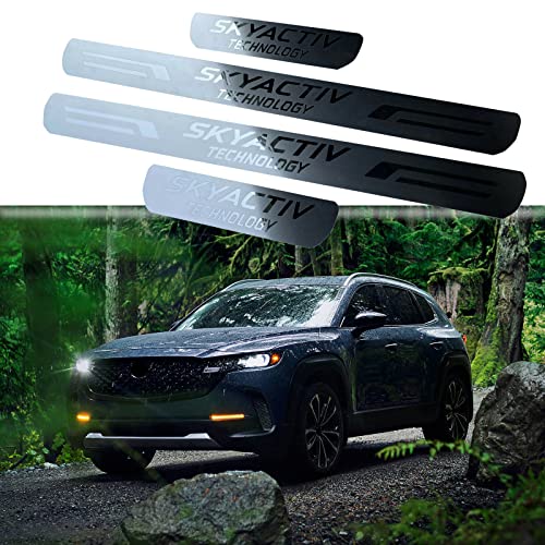GZBFTDH Car Door Entry Protector Accessories, for Mazda CX-60 CX60 cx 60 CX50 CX-50 2022 2023 Door Sill Guard Auto Interior Parts Kick Panels Cover (Stainless Steel Door Sill CX50)