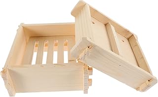 STOBAZA Square Wooden Steamer Basket 5.8 Inch Food Steamer for Dumplings Bao Buns Dim Sum Cooking Kitchen Utensil