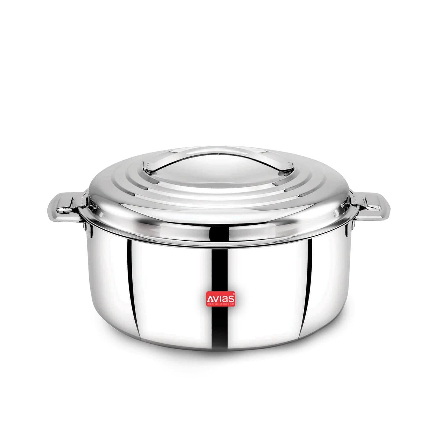 AVIAS Platina Premium Double Wall Insulated Stainless Steel Casserole with Lid, 2500ml, Hot Pot for Roti-Rice-Gravy, Hot Box, Hot Case for Roti, Retains Temperature, Twist Lock, 2.5L