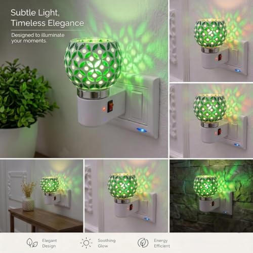 Image of RUPIKA | Electric Ceramic Aroma Diffuser Kapoor Dani | Camphor Diffuser Incense Burner Holder Kapoor Dani with Night Lamp for Home, Office (Green)