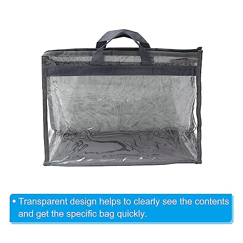PATIKIL Handbag Dust Bags, Clear Purse Storage Organizer M Size PVC Dustproof Handbag Cover Transparent Purse Protector, Gray - Image 3