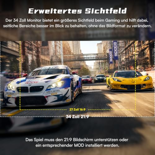 Great voell 34 Zoll 240Hz Ultrawide Curved Gaming Monitor 1440P 127% sRGB – Ansicht 3