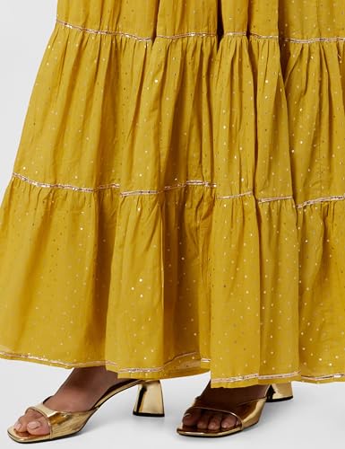 Image of BIBA Women's Fit and Flare Knee Length Cotton Flared Printed Dress