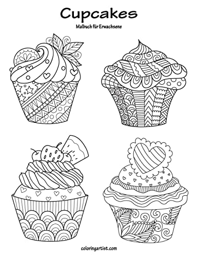 Malbuch mit Cupcakes für Erwachsene 1 (German Edition)