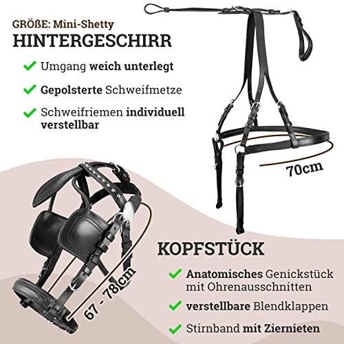 Esposita Einspännergeschirr „ Anatomic “ anatomisches Brustblatt Geschirr für Kutsche Einspänner Kutschgeschirr in Schwarz Gr. Mini Shetty