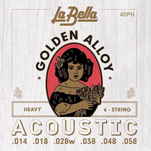 La Bella 40PH Golden Alloy - Heavy 6-String Acoustic Guitar String 14-58