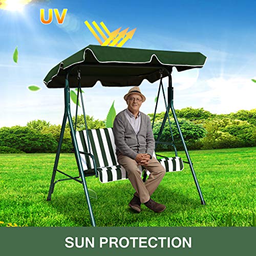 Tangkula AM0697HM 2 Person Canopy Swing Weather Resistant Glider, Green - Thumbnail 4