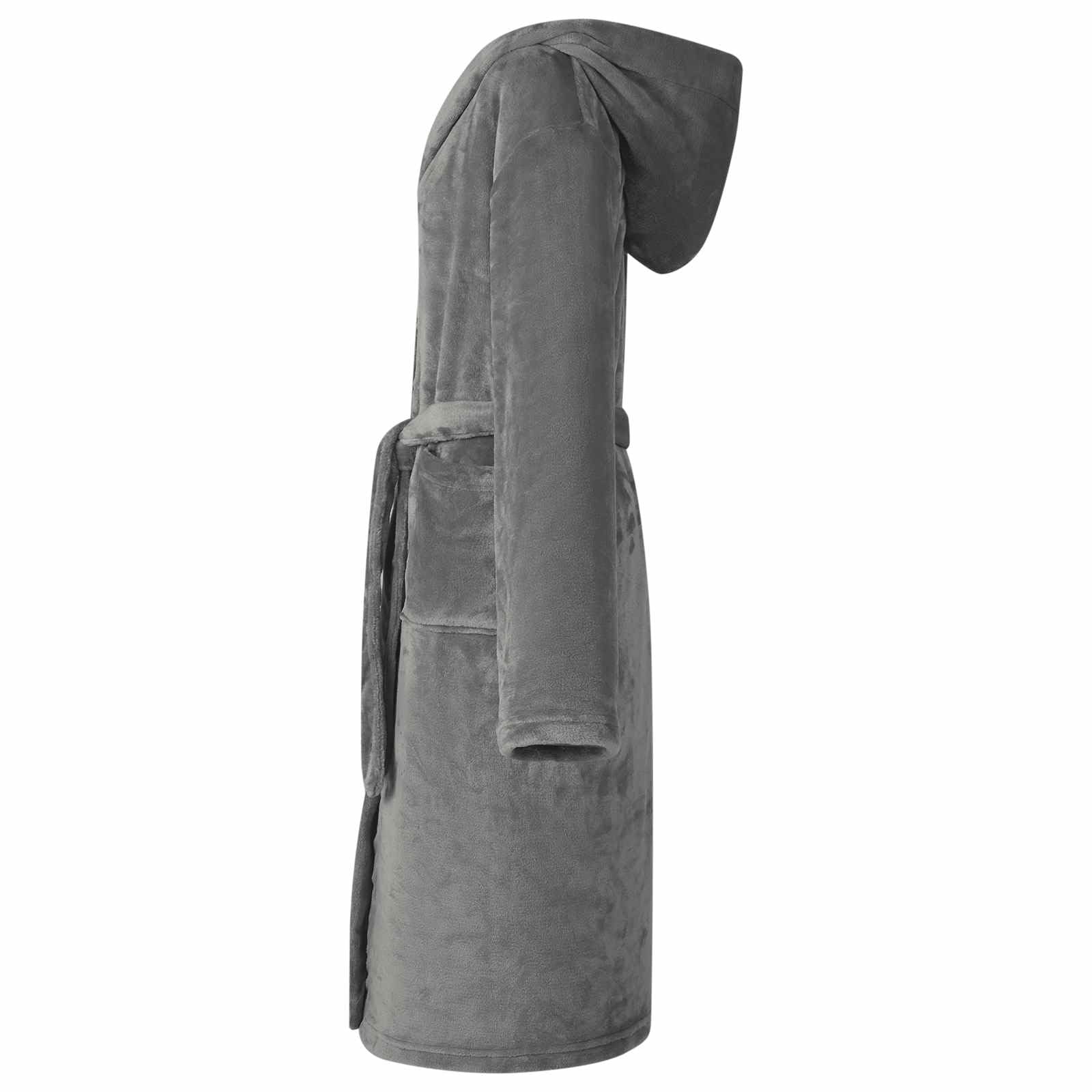 Bademantel Hoodie Dunkelgrau S Flanell Loungewear Hausanzug für Entspannung und Komfort beim Relaxen, Reisen, Sofa, Fernsehen, Schlafen, Freizeit, Innenbereich, atmungsaktiv, weich, bequem