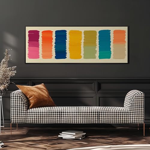 Tableau panoramique horizontal au-dessus du lit style mid-century