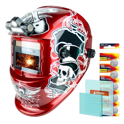 TRQWH Welding Helmet with Light True Color Auto Darkening Welding Helmets for Men Solar Powered Welding Hood with 2 Arc Sensor Wide Shade 4/9-13 for TIG MIG ARC Cool Welder Mask