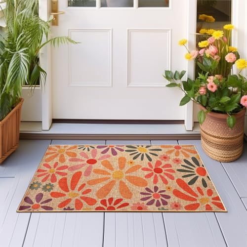Vintage Floral Doormat Daisy Flower Doormat Small Flower Front Door