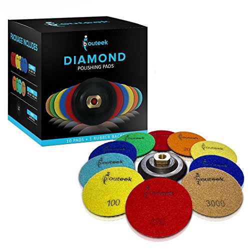 ibouteek Diamond Polishing Pads 4 inch Wet/Dry 10 Pads + Backer | Polishing
