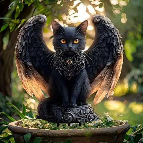 Schwarze Zauberkatze Gartenstecker Magische Katze Gartendeko Rost Deko...