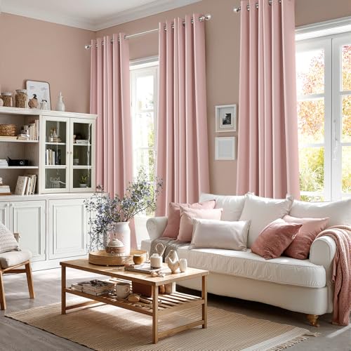 Image of MIULEE Blackout Curtains for Bedroom Living Room 2 Panels, Thermal Insulated Room Darkening Drapes Grommet Noise Reducing Light Blocking Window Treatments 72 Inches Long 34x72 Inch Pink