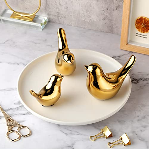 Set de 3 Figuras Decorativas Pájaro Cerámica Dorado miniatura 3