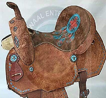 Manaal EnterprisesYouth Child Premium Leather Western Barrel Racing Pony Miniature Horse Saddle 10" to 12" inches Seat