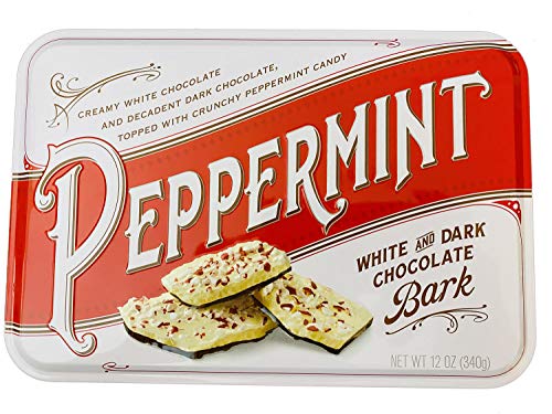 Peppermint White And Dark Chocolate Bark 12 Ounce! White Chocolate & Dark Chocolate Topped With Crunchy Peppermint Candy! Peppermint Chocolate Bark Candy Treat! Choose Your Flavor! (Peppermint)